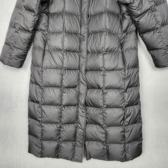 Lands End Goose Down Puffer Coat Large 14-16 Black Hooded Long Quilted Parka - Picture 6 of 13